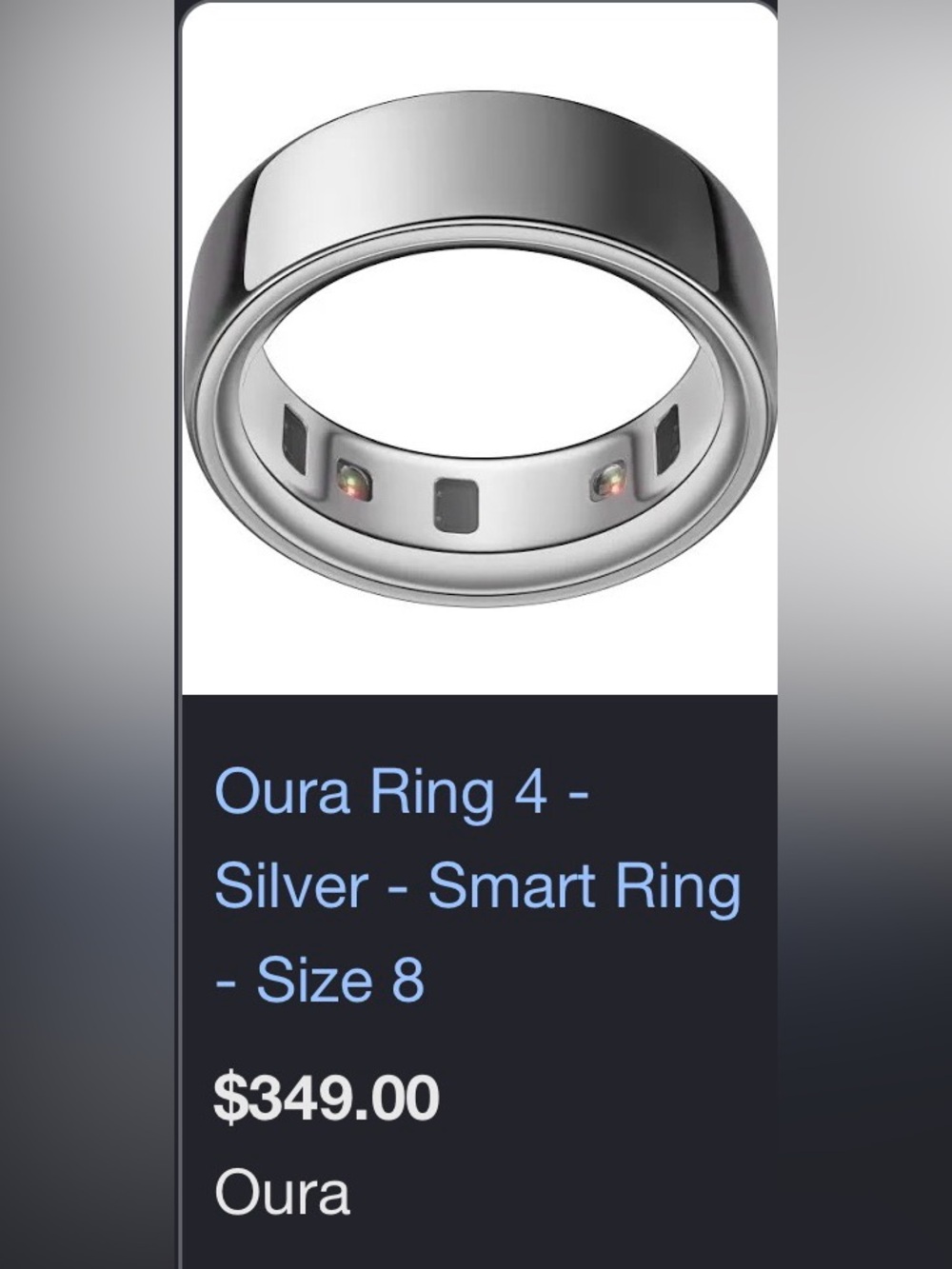 Oura Ring Gen 4 - Silver size 8